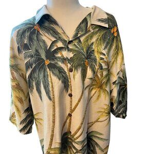 Men’s Tommy Bahama 100% Silk Palm Tree Button Up Shirt Size XL